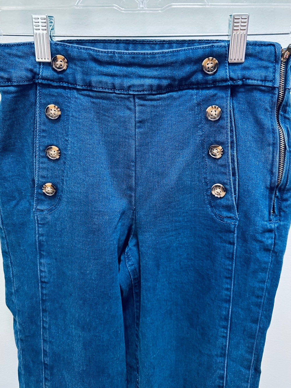 Old Navy Mariner Denim Sz 0 Petite Highwaist Wide Leg Jeans Waist 26” Inseam 28” - Picture 2 of 7